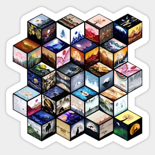 Cube pattern with a selection of my best illustrations Sticker